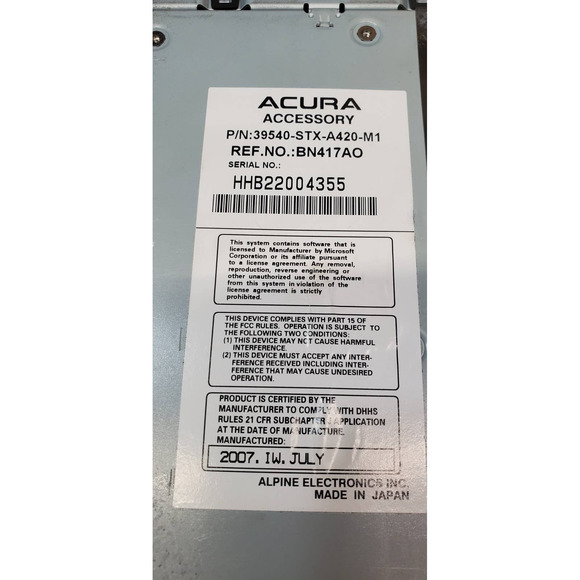 2004-2006 Acura TL OEM Navigation GPS DVD Player ROM Tested! 39540-STX-A420-M1 - Picture 9 of 9